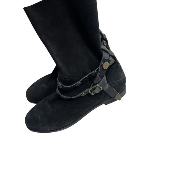 Free People Hayden Suede Pull On Ankle Boots 37 6.5 Black Boho Bohemian - Picture 8 of 12